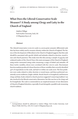 What Does the Liberal-Conservative Scale Measure? a Study Among Clergy and Laity in the Church of England