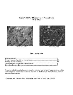 Post World War II Resources of Pennsylvania 1945-1965