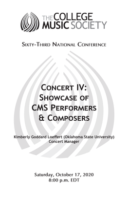 Concert IV: Showcase of CMS Performers & Composers