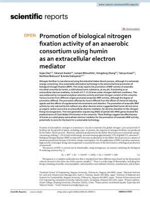 Promotion of Biological Nitrogen Fixation Activity of an Anaerobic Consortium Using Humin As an Extracellular Electron Mediator