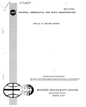 Apollo 16 Mission Report August 1972
