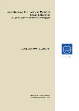 Understanding the Business Model of Social Enterprise a Case Study of Indonesia Mengajar