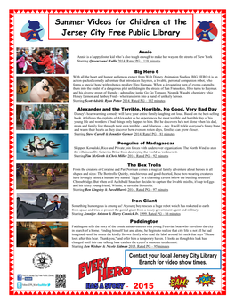 2015 Summer Videos for Children at the Jersey City Free Public Library
