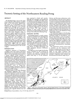Tectonic Setting of the Northeastern Reading Prong