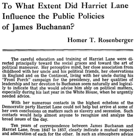 To What Extent Did Harriet Lane Influence the Public Policies of James Buchanan?