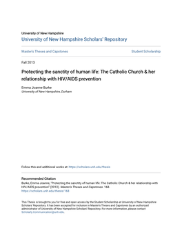 The Catholic Church & Her Relationship with HIV/AIDS Prevention