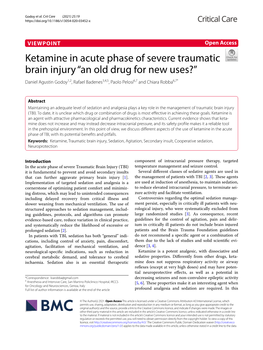 Ketamine in Acute Phase of Severe Traumatic Brain Injury