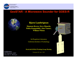 Geostar — a Microwave Sounder for Goes-R