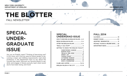 The Blotter Fall Newsletter