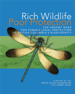 The Urgent Need for Strong Legal Protection of British Columbia's Biodiversity the Urgent Need for Strong Legal Protection Of