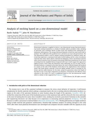 Analysis of Necking Based on a One-Dimensional Model