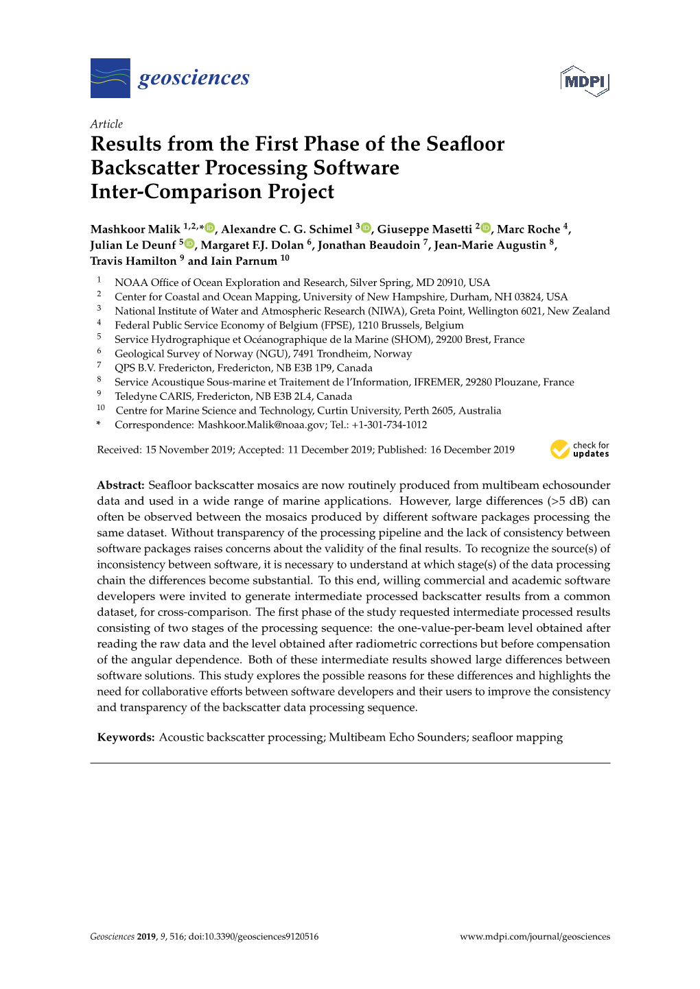 Results from the First Phase of the Seafloor Backscatter Processing