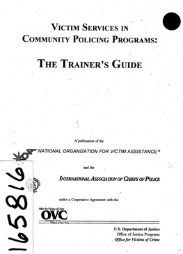 Victim Services in Community Policing Programs: the Trainer's Guide