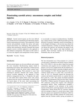 Penetrating Carotid Artery: Uncommon Complex and Lethal Injuries