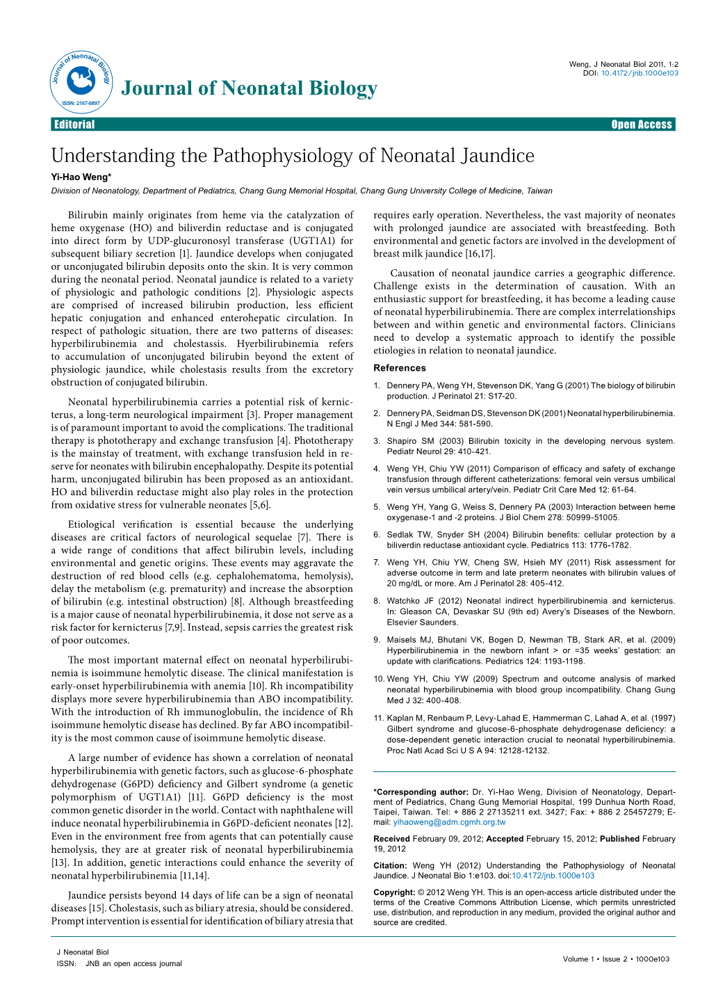Understanding the Pathophysiology of Neonatal Jaundice