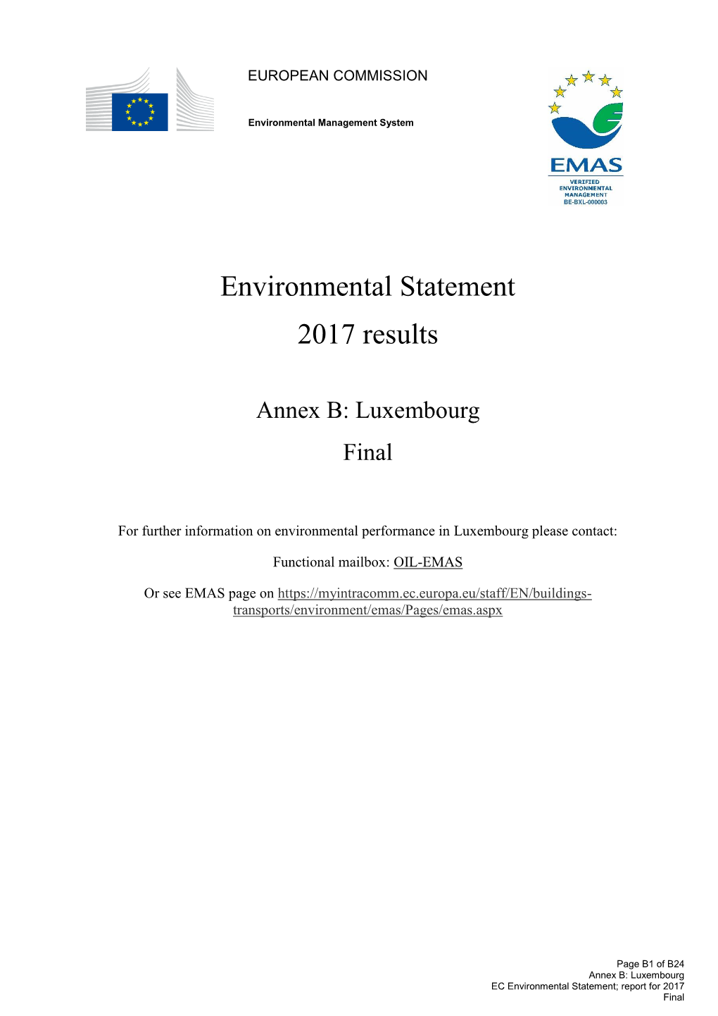 Environmental Statement 2017 Results