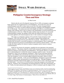 Philippine Counterinsurgency Strategy: Then and Now