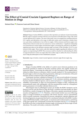 The Effect of Cranial Cruciate Ligament Rupture on Range of Motion in Dogs