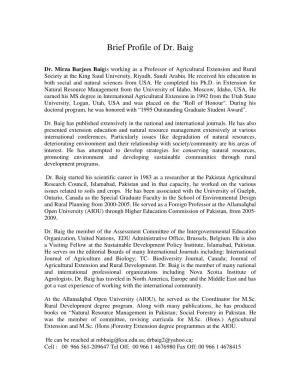 Brief Profile of Dr. Baig