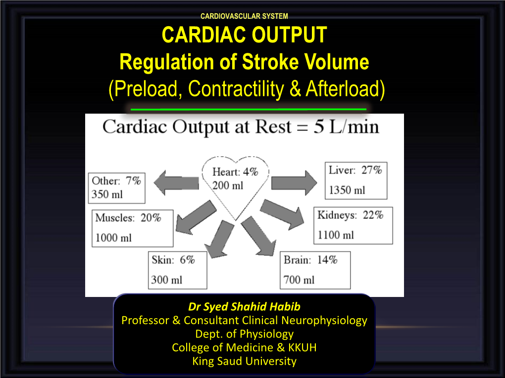 Cardiac Output Regulation Of Stroke Volume Preload Contractility And Afterload Docslib