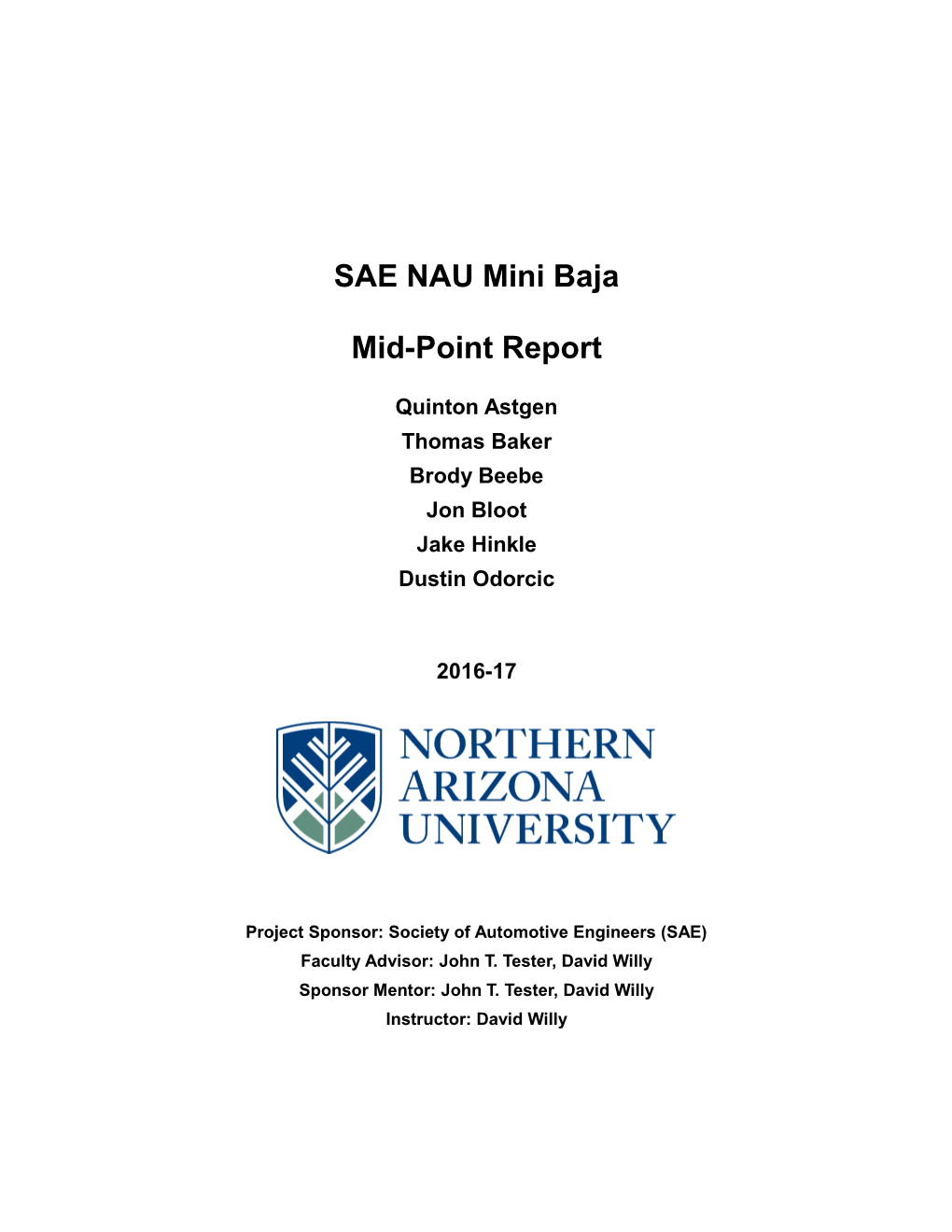 SAE NAU Mini Baja Mid-Point Report