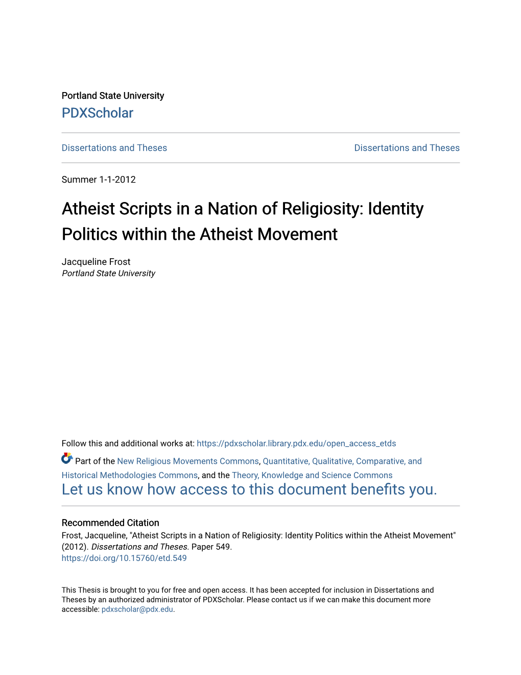 Identity Politics Within the Atheist Movement