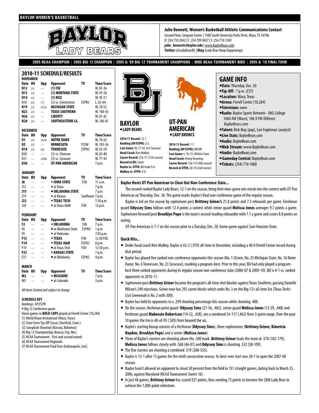 2010-11 WBK Game Notes-UTPA Layout 1