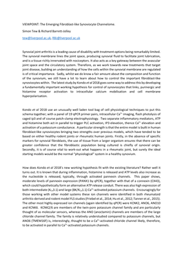 VIEWPOINT: the Emerging Fibroblast-Like Synoviocyte Channelome. Simon Tew & Richard Barrett-Jolley Tew@Liverpool.Ac.Uk