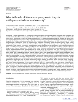 What Is the Role of Lidocaine Or Phenytoin in Tricyclic Antidepressant-Induced Cardiotoxicity?