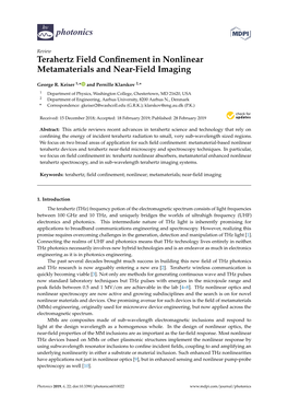 Terahertz Field Confinement in Nonlinear Metamaterials and Near