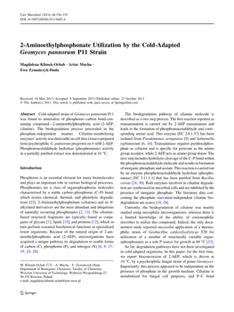 2-Aminoethylphosphonate Utilization by the Cold-Adapted Geomyces Pannorum P11 Strain