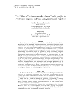 The Effect of Sedimentation Levels on Tarebia Granifera in Freshwater Lagoons in Punta Cana, Dominican Republic