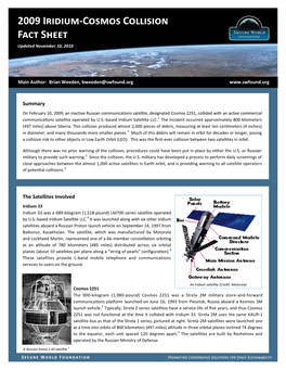 2009 Iridium-Cosmos Collision Fact Sheet