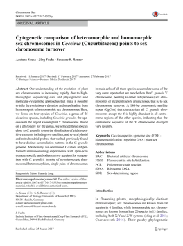 Cytogenetic Comparison of Heteromorphic and Homomorphic Sex Chromosomes in Coccinia (Cucurbitaceae) Points to Sex Chromosome Turnover