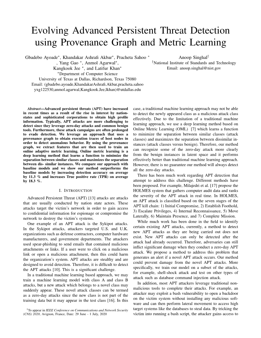 Evolving Advanced Persistent Threat Detection Using Provenance Graph and Metric Learning