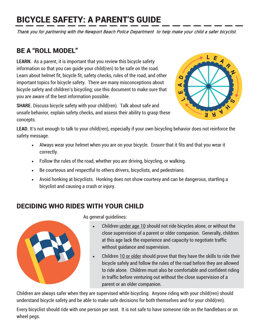 Bicycle Safety: a Parent's Guide
