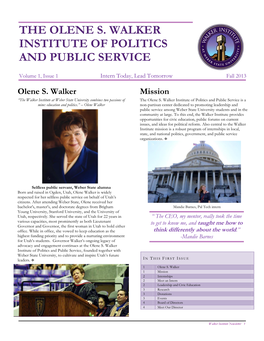 The Olene S. Walker Institute of Politics and Public Service