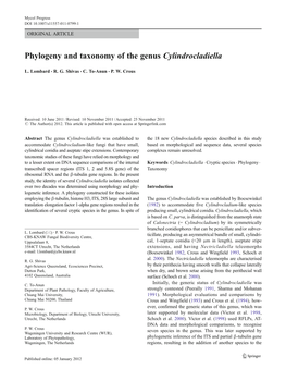 Phylogeny and Taxonomy of the Genus Cylindrocladiella
