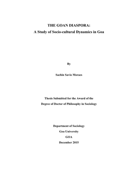 THE GOAN DIASPORA: a Study of Socio-Cultural Dynamics in Goa