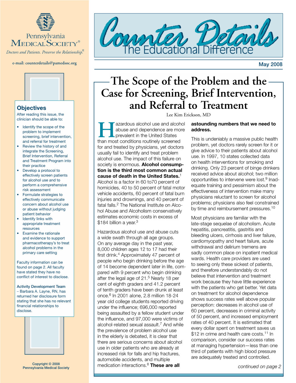 The Scope of the Problem and the Case for Screening, Brief Intervention, and Referral to Treatment