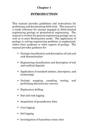 USBR Engineering Geology Field Manual Volume 1 Chapter 1