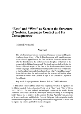 As Seen in the Structure of Serbian: Language Contact and Its Consequences1