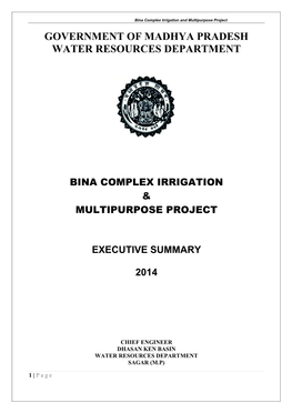 Bina Complex Irrigation & Multipurpose Project Executive Summary 2014
