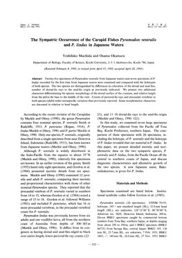 The Sympatric Occurrence of the Carapid Fishes Pyramodon Ventralis and P