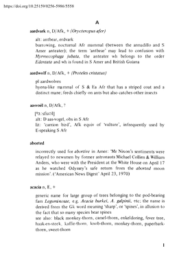 ['A:Sfuel] Alt: D Aas-Vogel, Obs in S Afr Lit: 'Carrion Bird', Afk Equiv of 'Vulture', Infrequently Used by E-Speaking S Afr