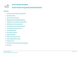 Fiona Stanley Hospital Junior Doctor Frequently Asked Questions