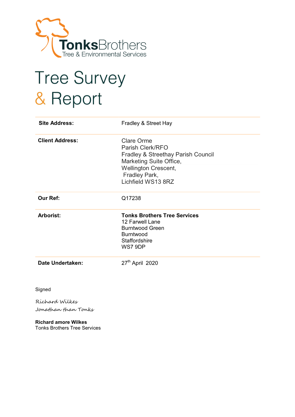 Tree Report and Schedule of All Trees on the Site Including Proposed Tree Works and Priority for Them to Be Undertaken