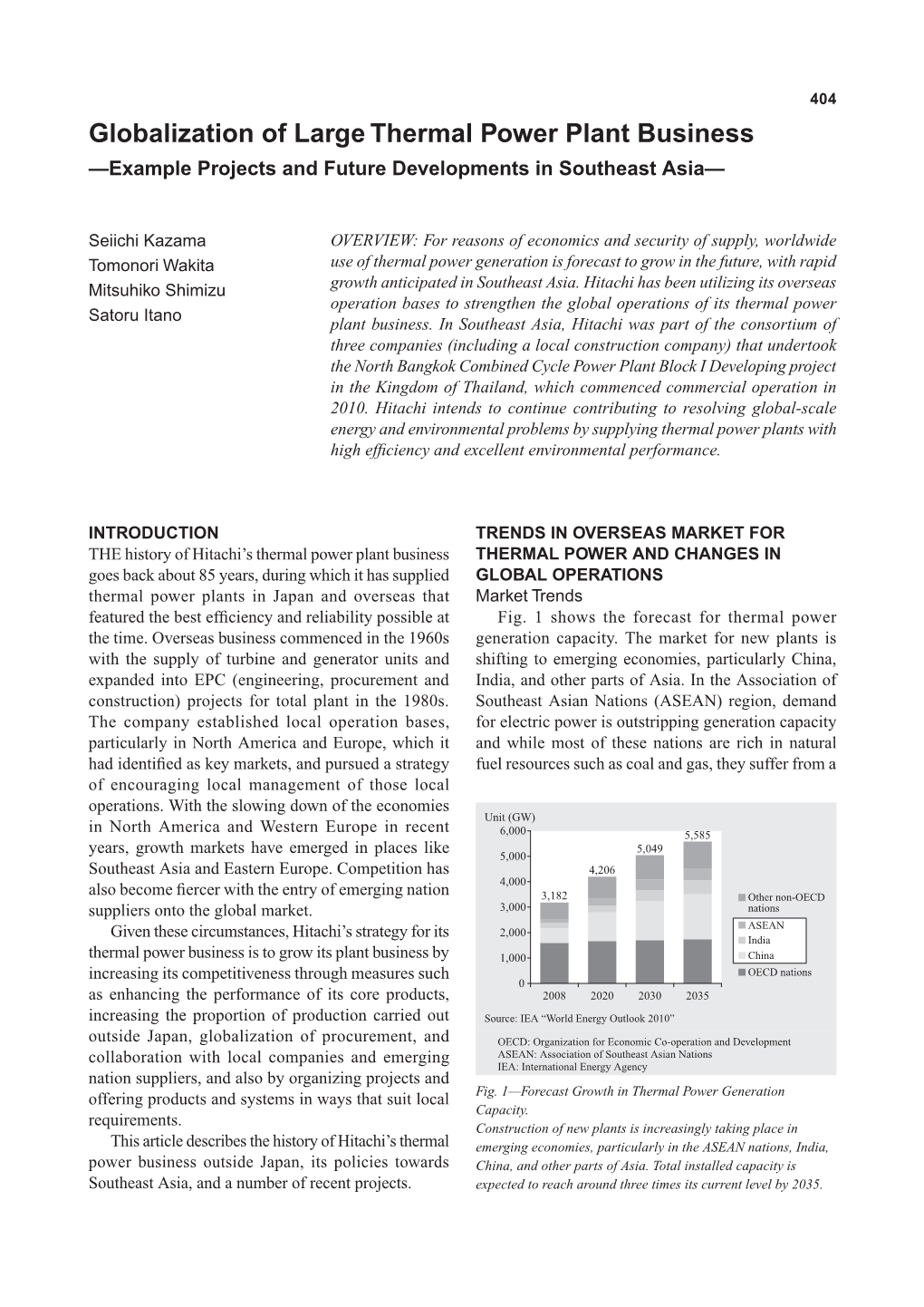 Globalization of Large Thermal Power Plant Business -Example