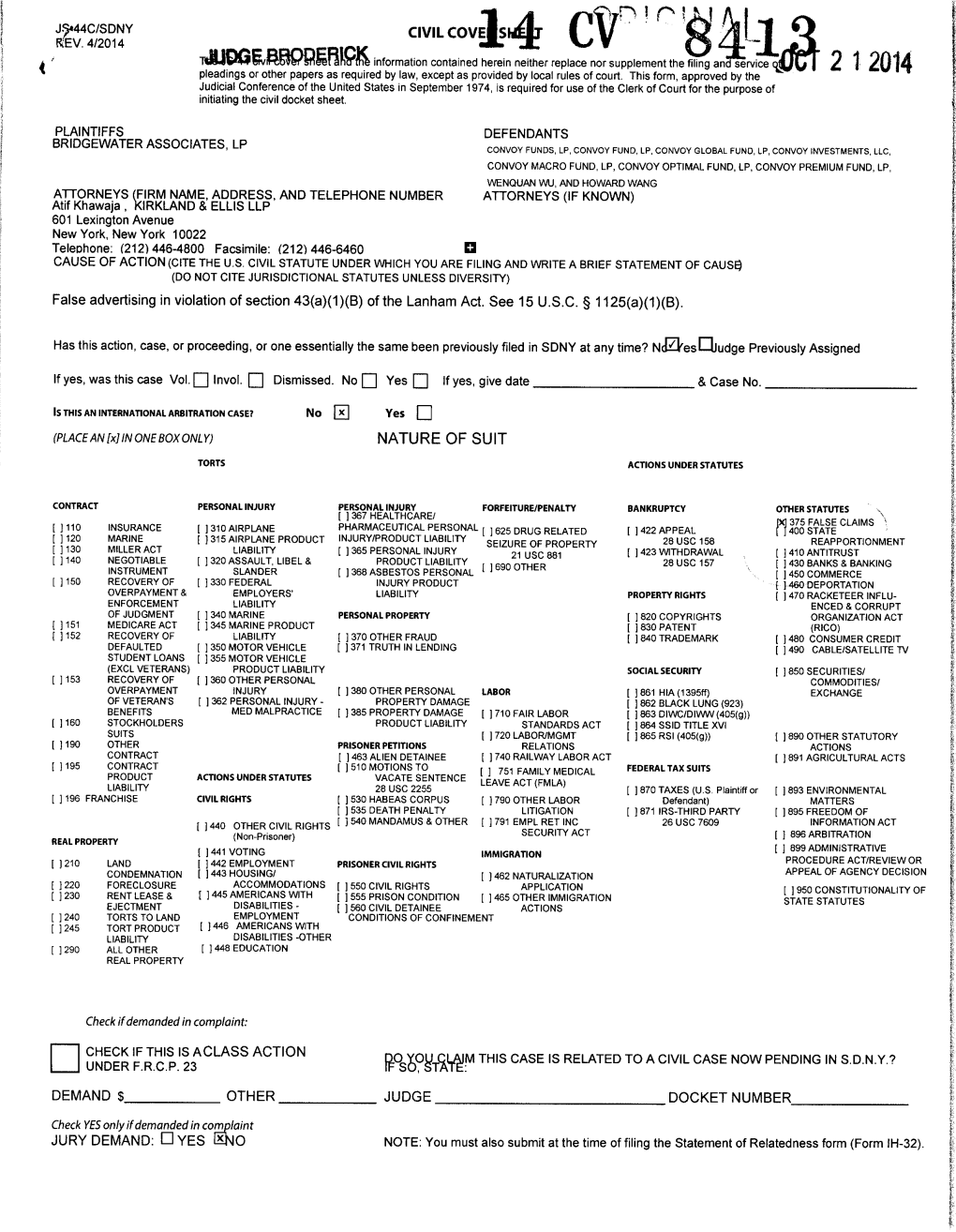 Has This Action, Case, Or Proceeding, Or One Essentially the Same Been Previously Filed in SDNY at Any Time? Ncevesqjudge Previously Assigned Ifyes, Was This Case Vol