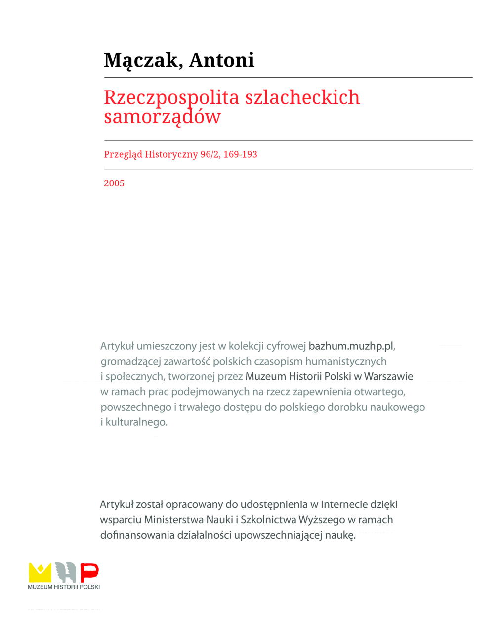 Rzeczpospolita Szlacheckich Samorządów1